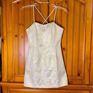 Cream and gold detailed short dress